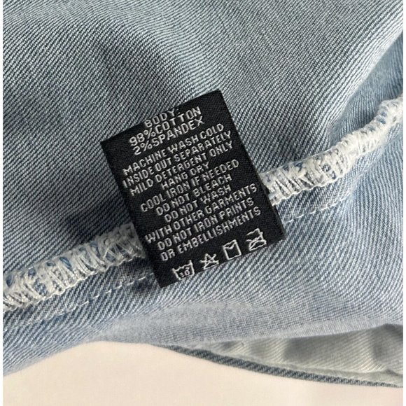 Makobi Mens Small Full Zip Denim Jean Jacket Blue Pink White Distressed M1010 - Picture 9 of 11